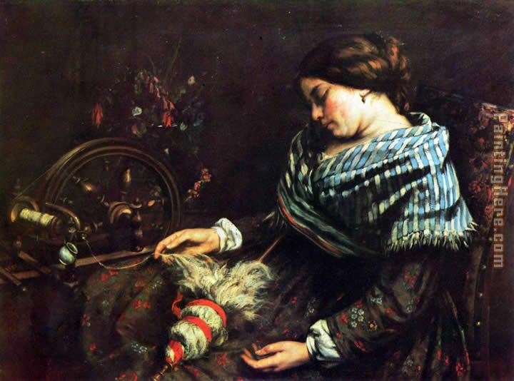 Sleeping woman painting - Gustave Courbet Sleeping woman art painting